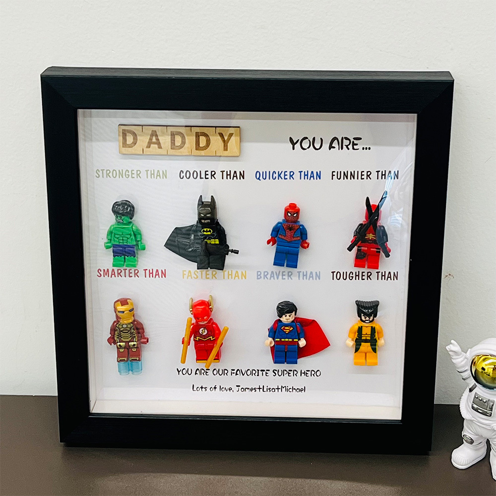 Dad You Are Our Favorite Superhero-Custom 8 Superhero Figures Led Light Box Frame