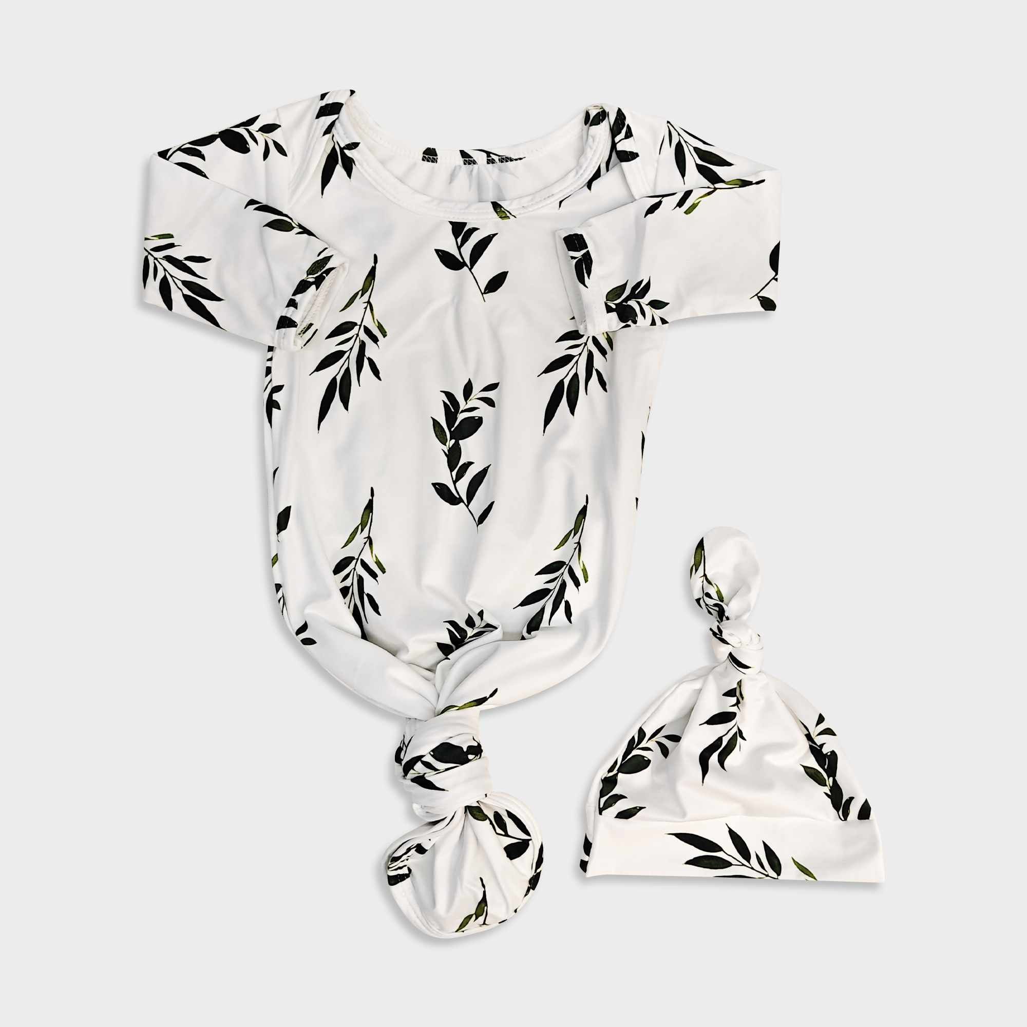 2pcs Baby Hooded Printed Knot Gowns, Comfortable & Cute