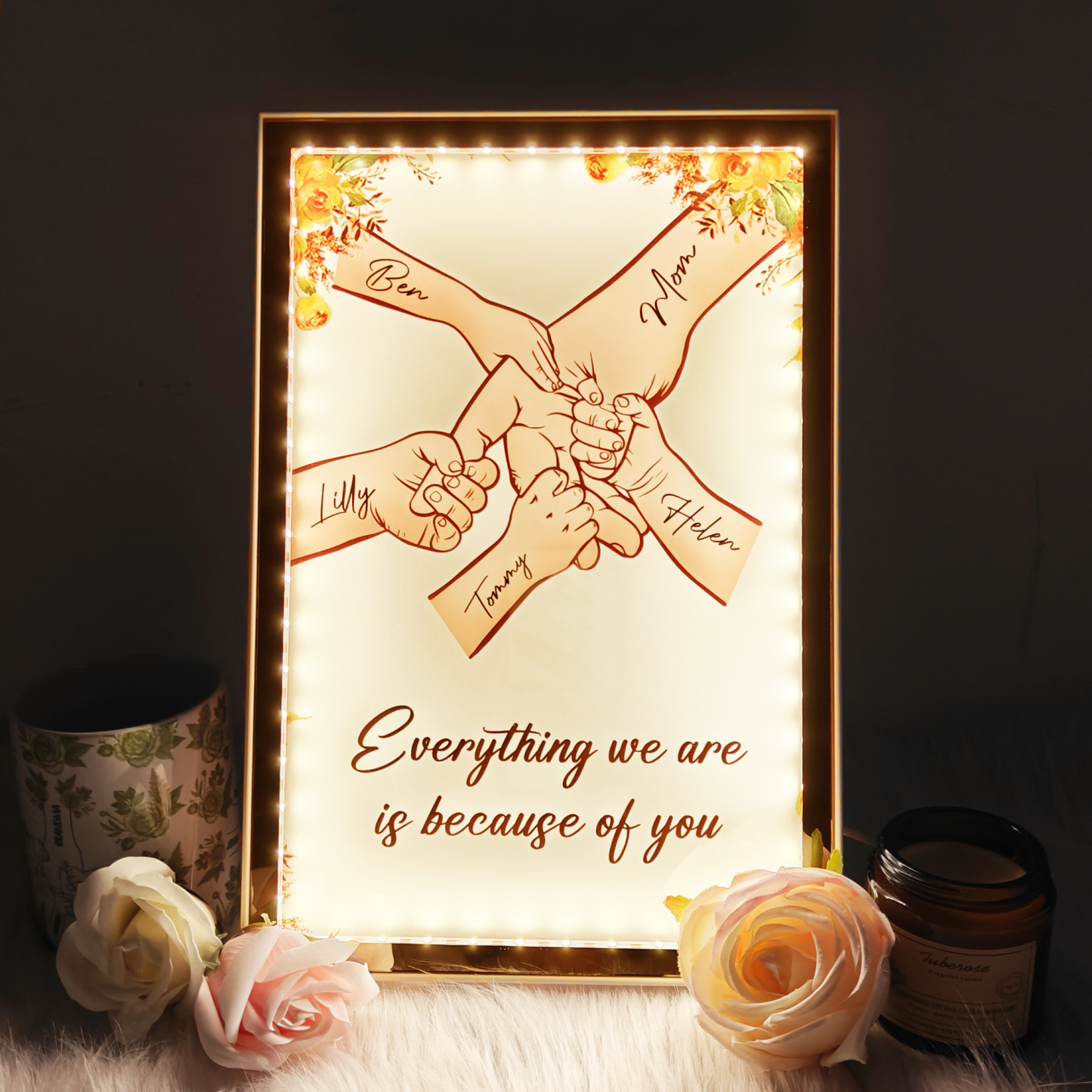 Customizable LED Hand-in-Hand Photo Frame for Mom & Baby