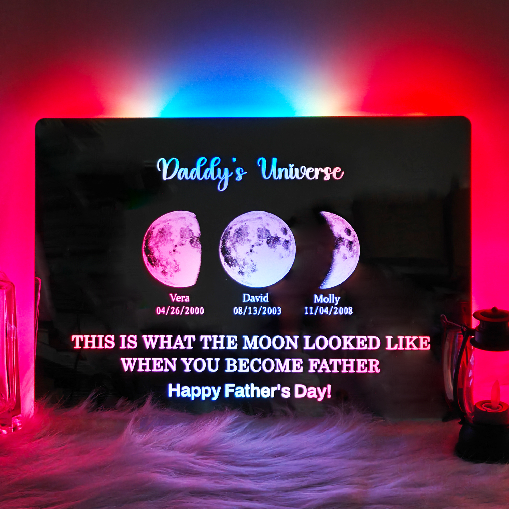 Custom LED Mirror with Dad & Baby Names