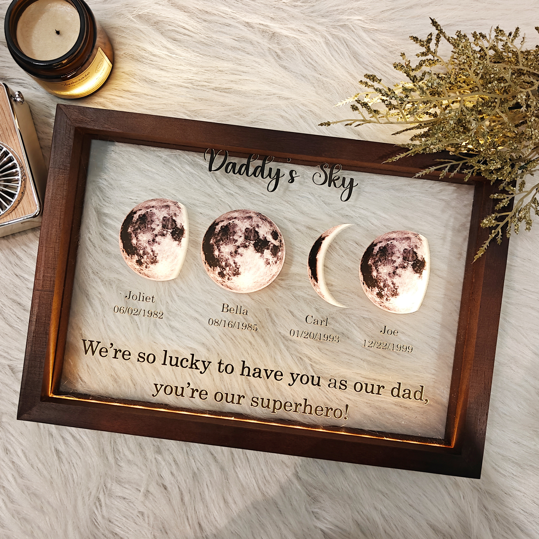 Personalized Daddy & Baby Birth Details LED Frame