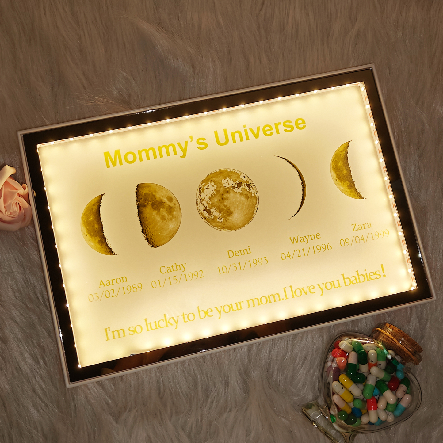 Personalized Mom & Baby Moon Phase Night Light