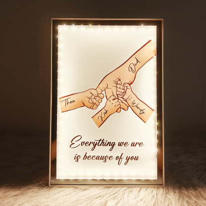 Dad Everything We Are Is Because Of You - Personalized Mirror Light Box
