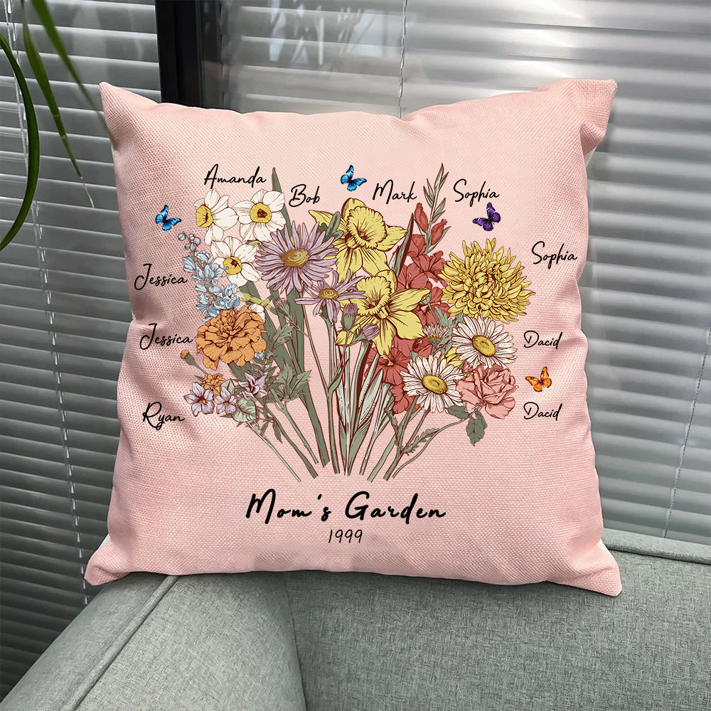 Butterfly Birth Flower Bouquet Customized Pillow Cushion