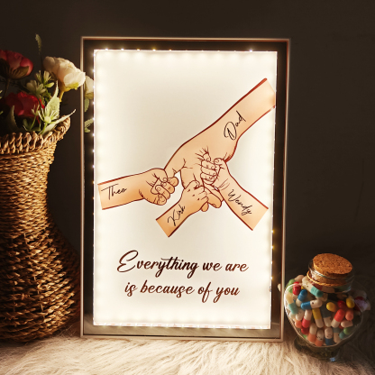Dad Everything We Are Is Because Of You - Personalized Mirror Light Box