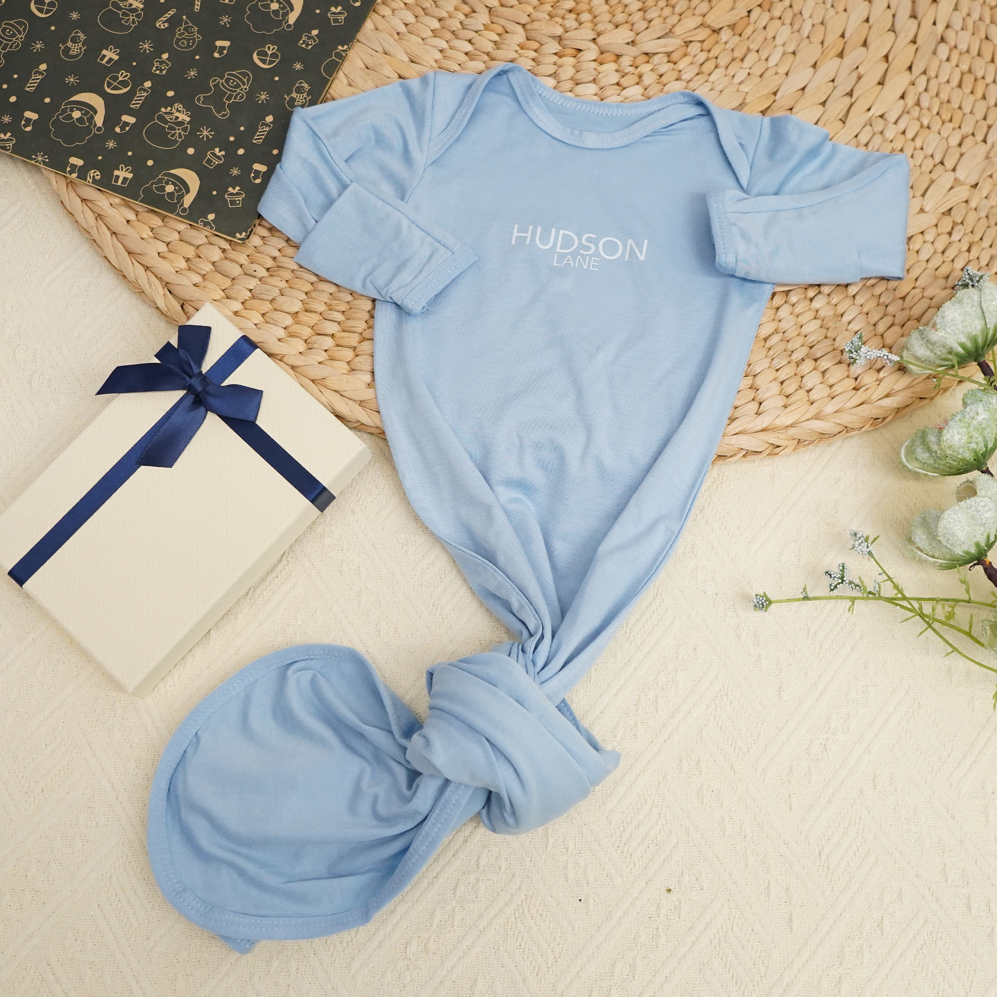 2pcs Personalized  Printed Baby Knot Gowns