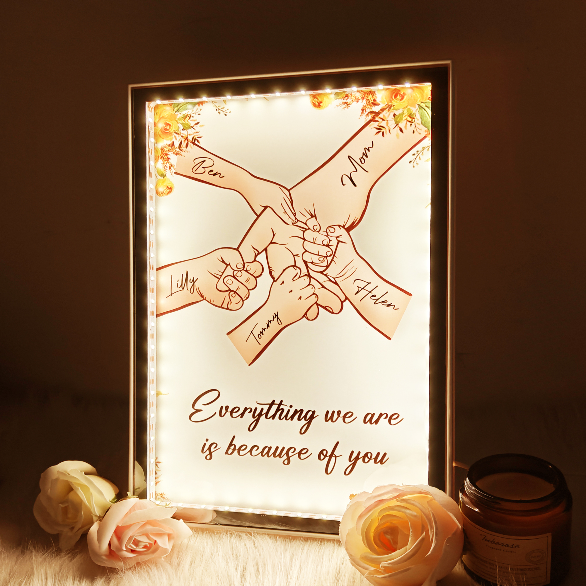 Customizable LED Hand-in-Hand Photo Frame for Mom & Baby
