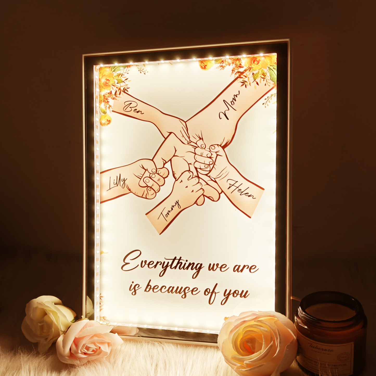 Customizable LED Hand-in-Hand Photo Frame for Mom & Baby