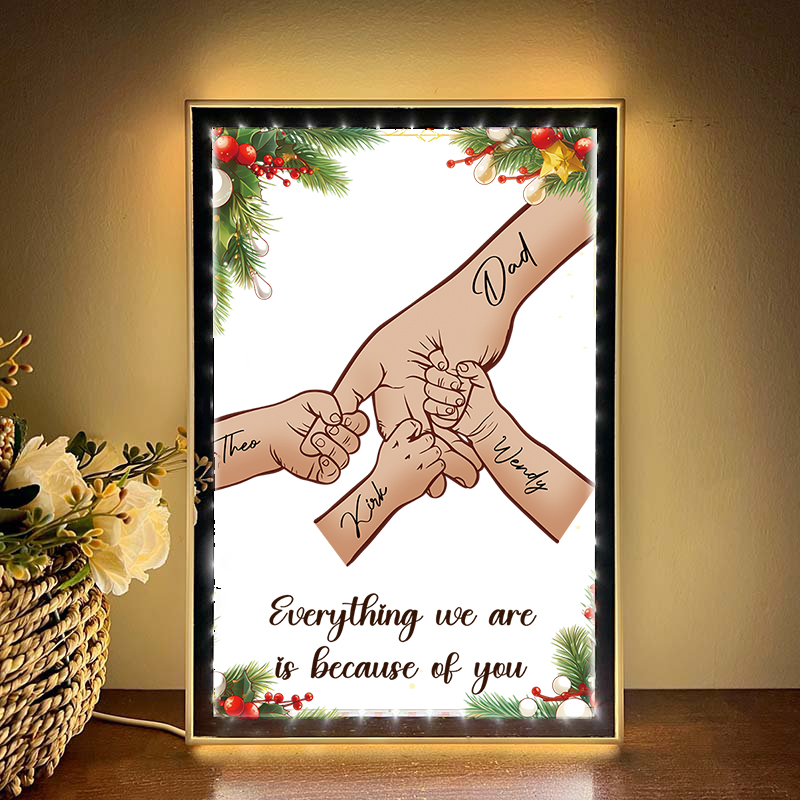 Mom/Dad Everything We Are Is Because Of You - Personalized Mirror Light Box