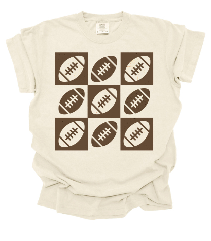 Vintage Checkered Football Tee - Game Day Shirt