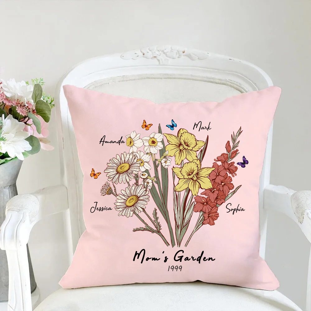 Butterfly Birth Flower Bouquet Customized Pillow Cushion