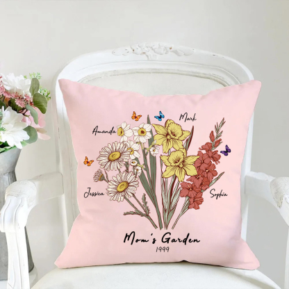 Butterfly Birth Flower Bouquet Customized Pillow Cushion