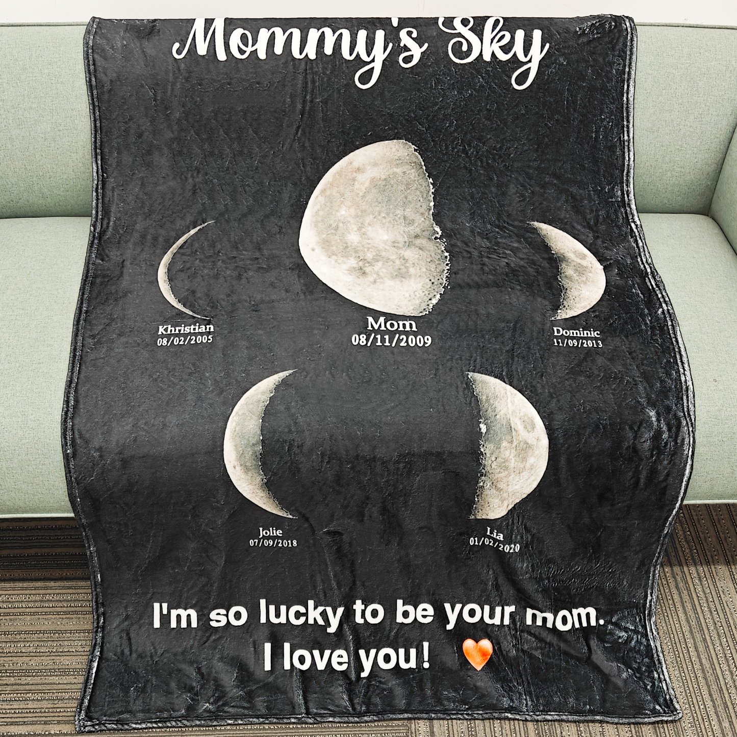Custom Surrounding Moon Blanket - Mom's Sky