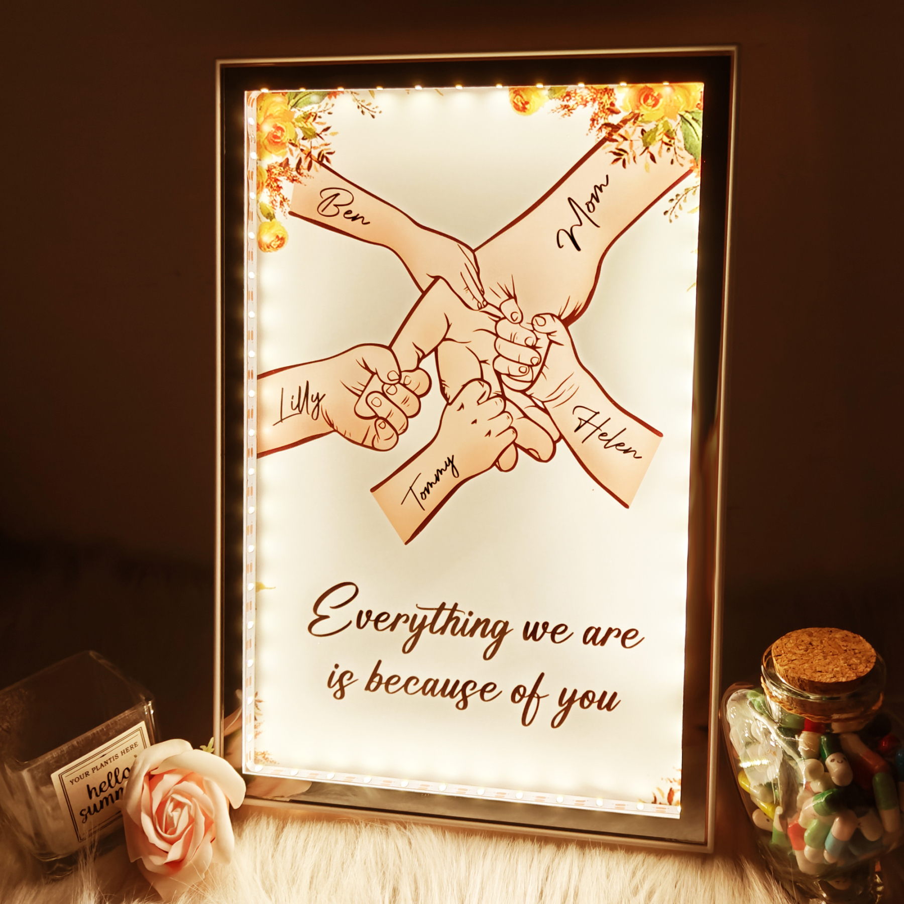 Customizable LED Hand-in-Hand Photo Frame for Mom & Baby