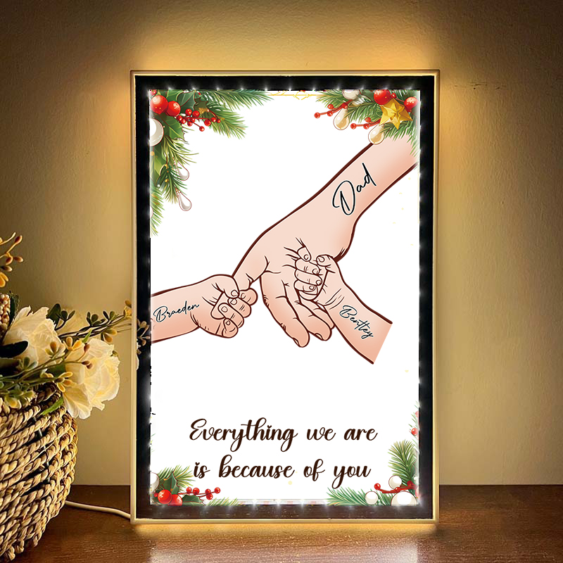 Mom/Dad Everything We Are Is Because Of You - Personalized Mirror Light Box