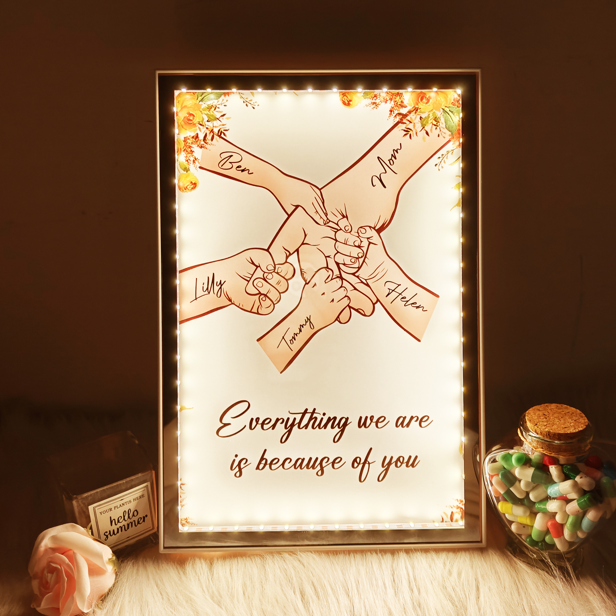 Customizable LED Hand-in-Hand Photo Frame for Mom & Baby