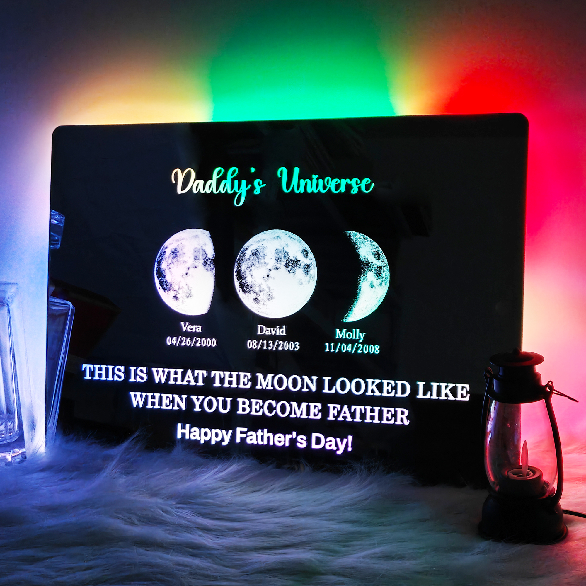 Custom LED Mirror with Dad & Baby Names