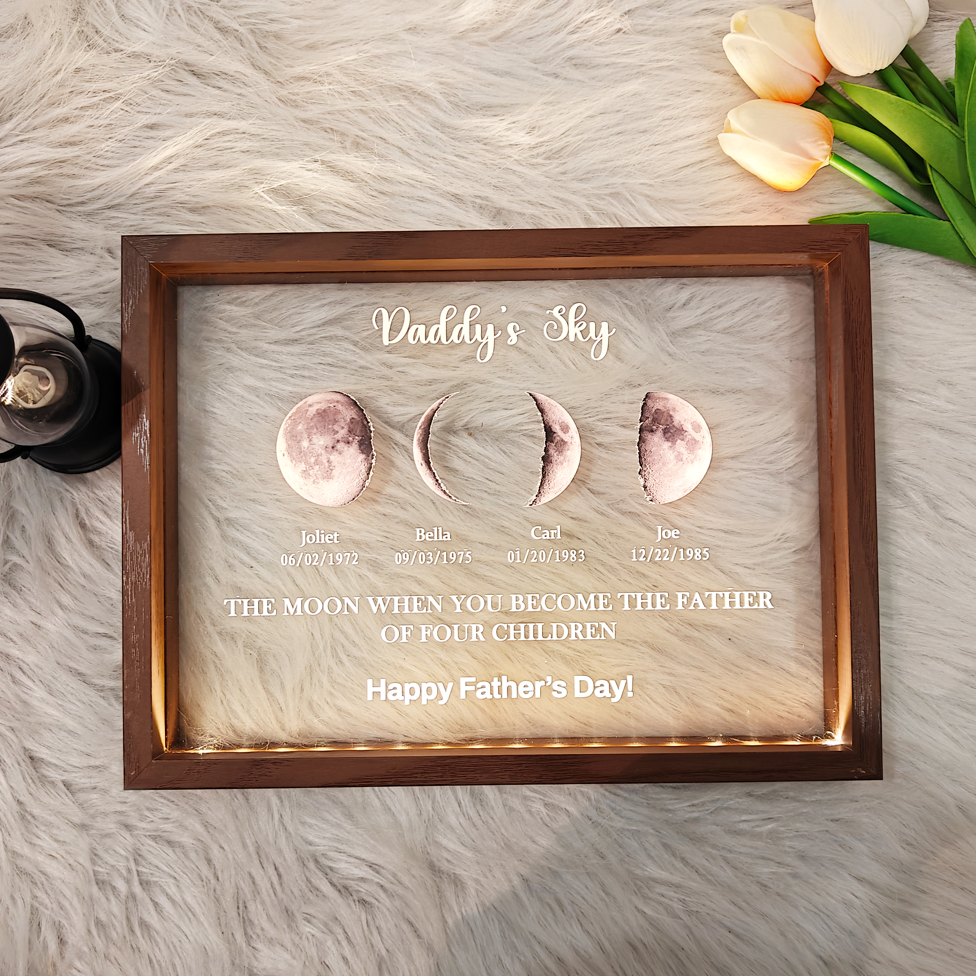 Personalized Daddy & Baby Birth Details LED Frame