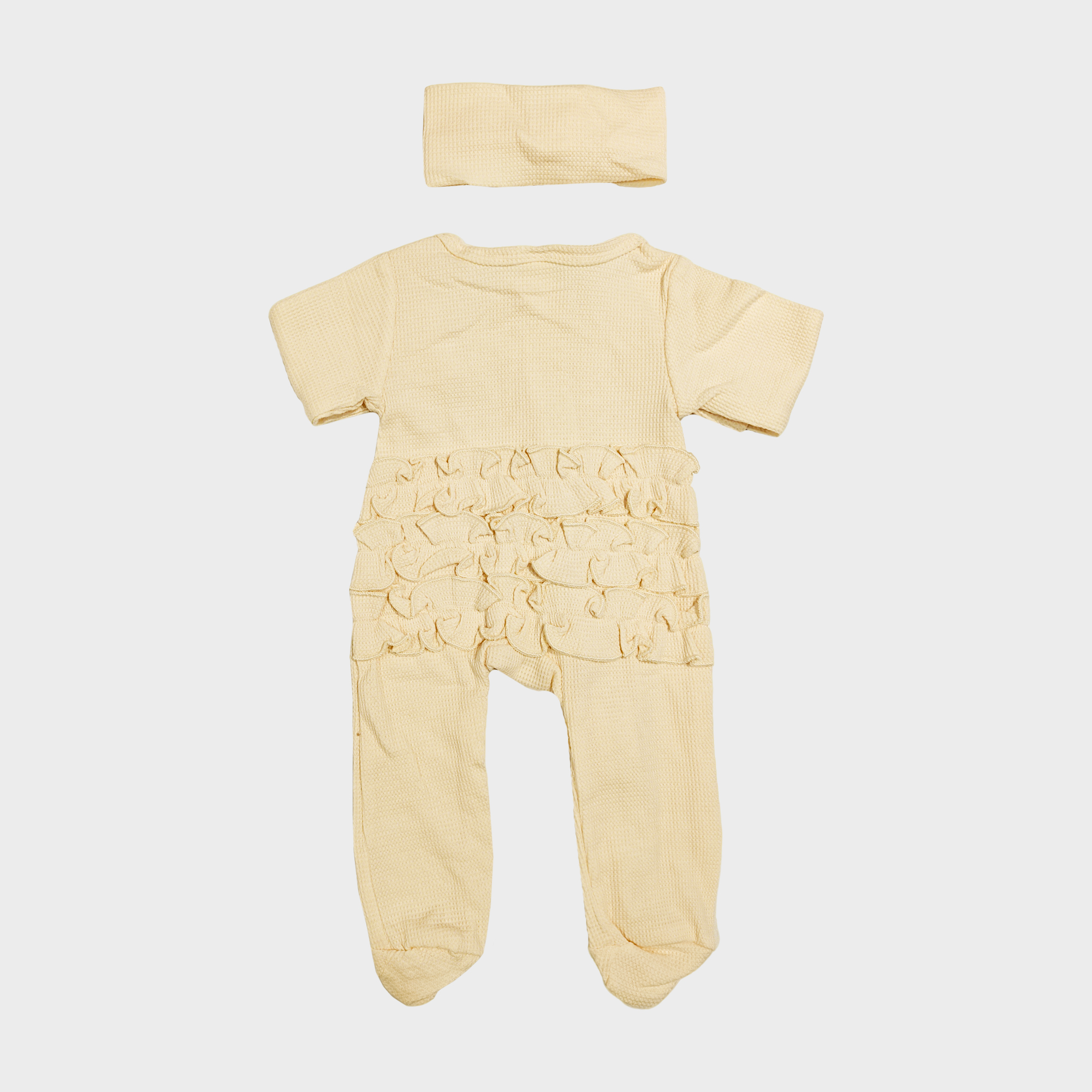 Baby Girl Zipper Footie Pajamas with Bow Headband & Ruffle