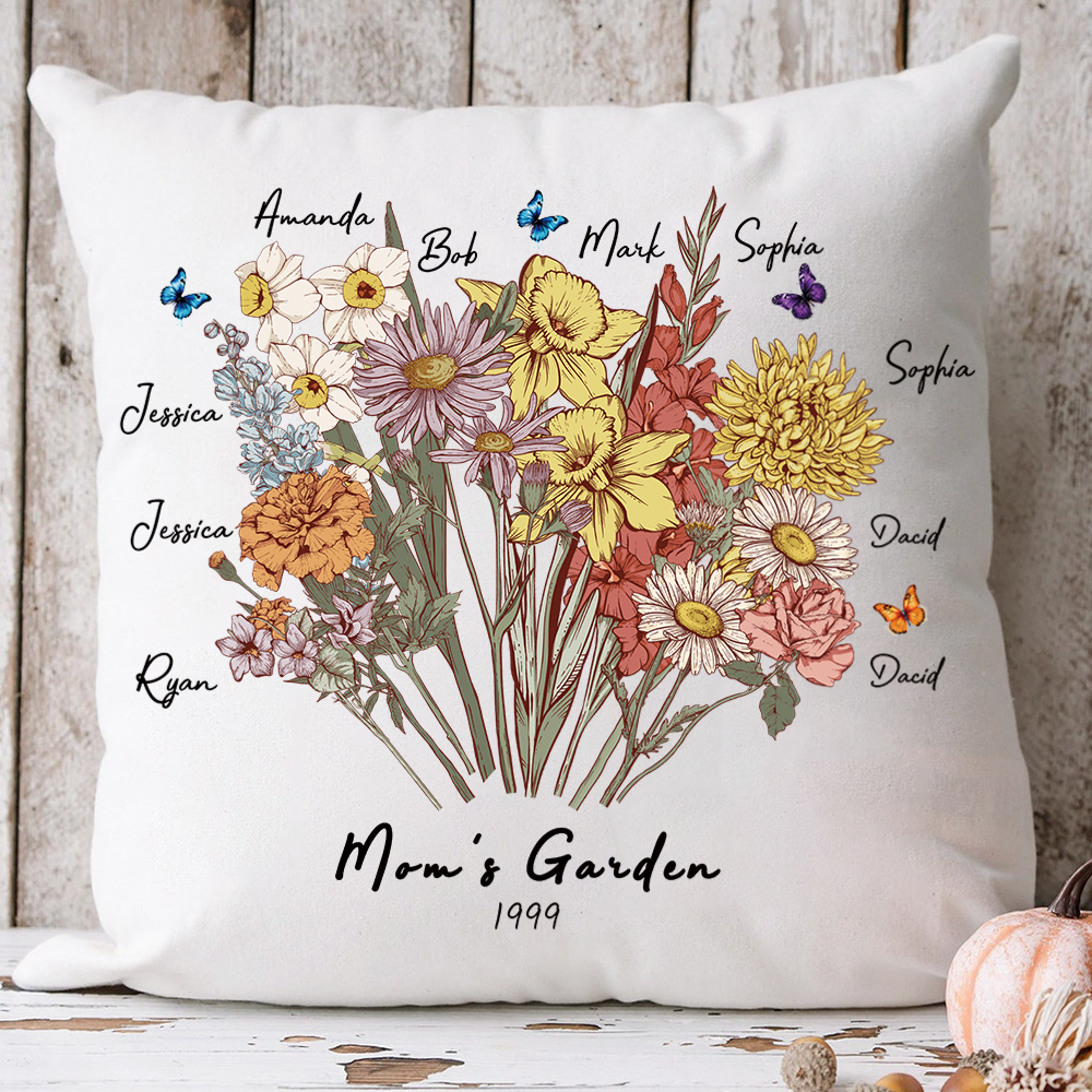 Butterfly Birth Flower Bouquet Customized Pillow Cushion