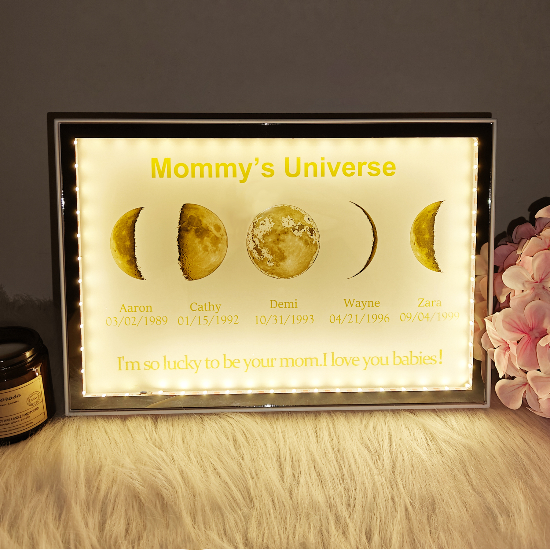Personalized Mom & Baby Moon Phase Night Light