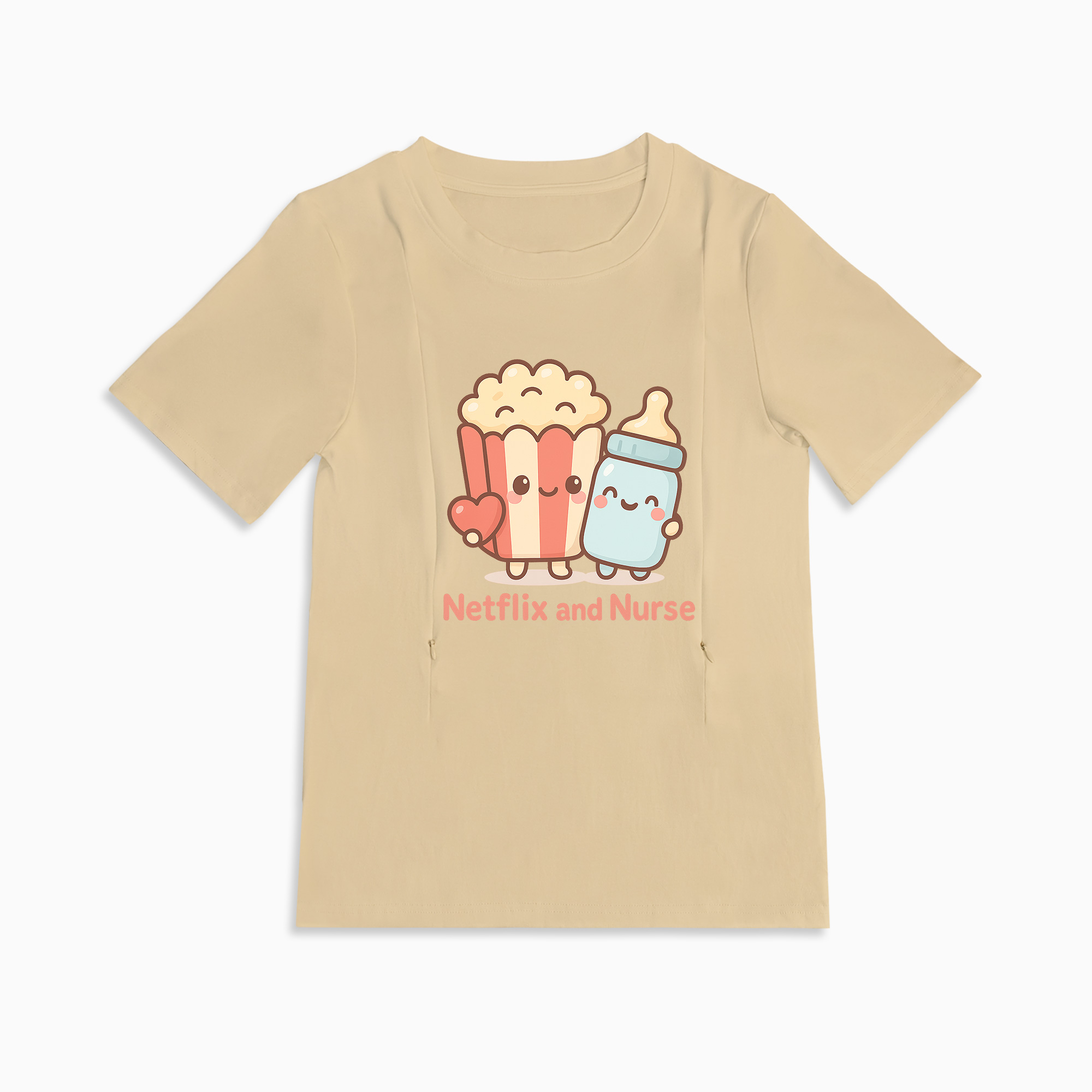 Netflix and Nurse Tee for Moms | Discreet Zipper for Easy Breastfeeding