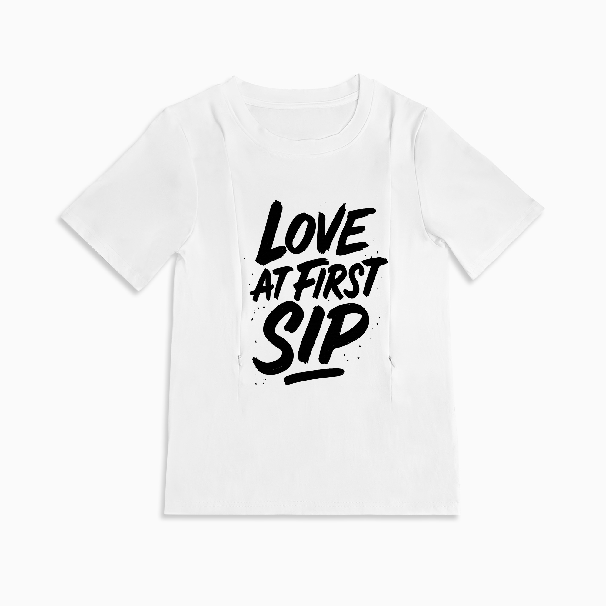 Breastfeeding T-Shirt with Side Zippers | "Love at First Sip" Design