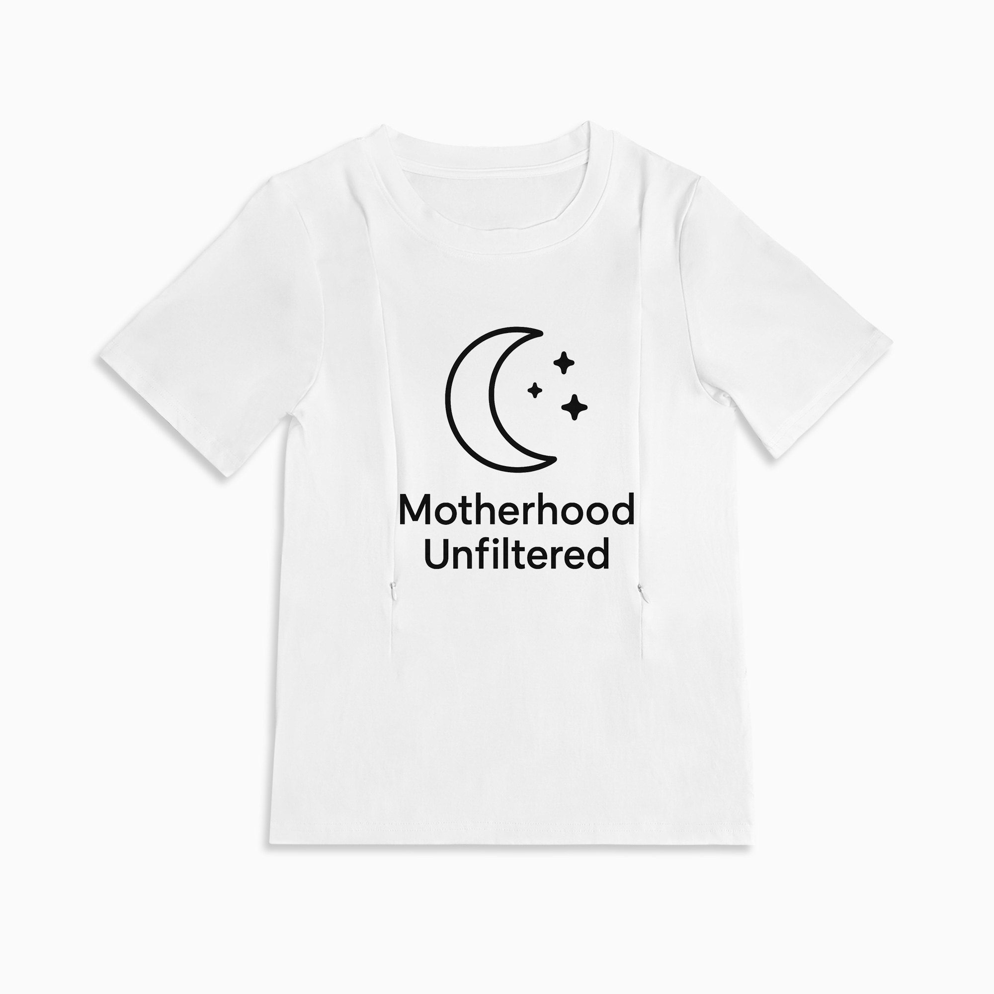Zipper Nursing T-Shirt | "Motherhood Unfiltered" Funny Mom Slogan