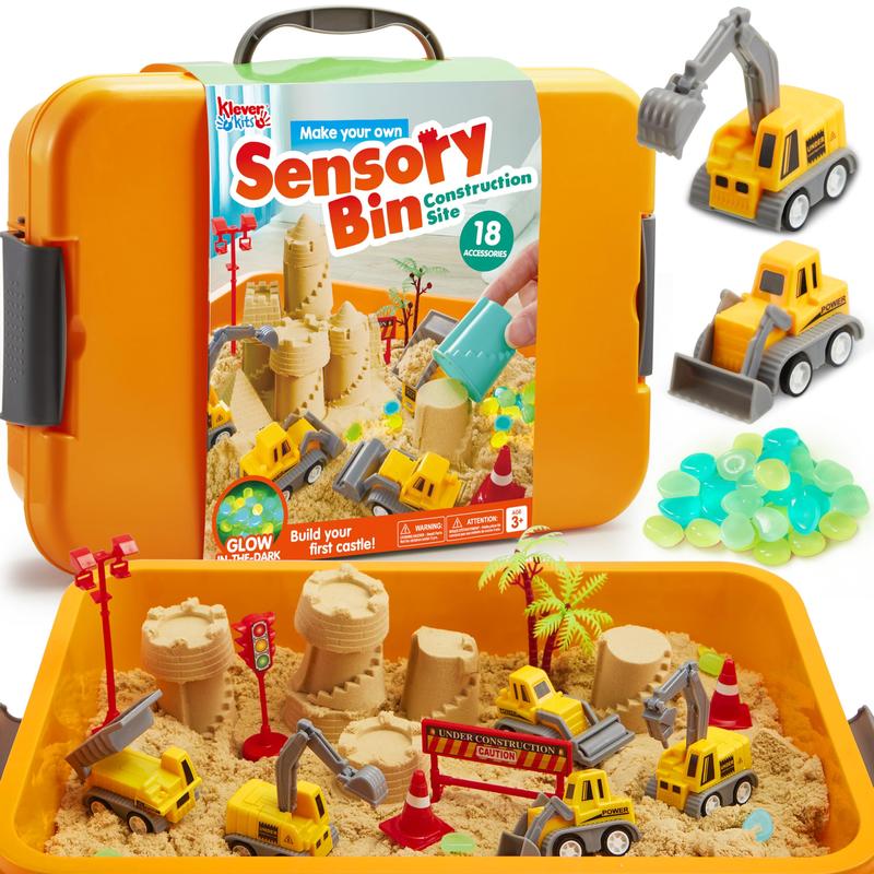Children's Architecture-Themed Sensory Sandpit Play Set& Trucks for Kids 3+