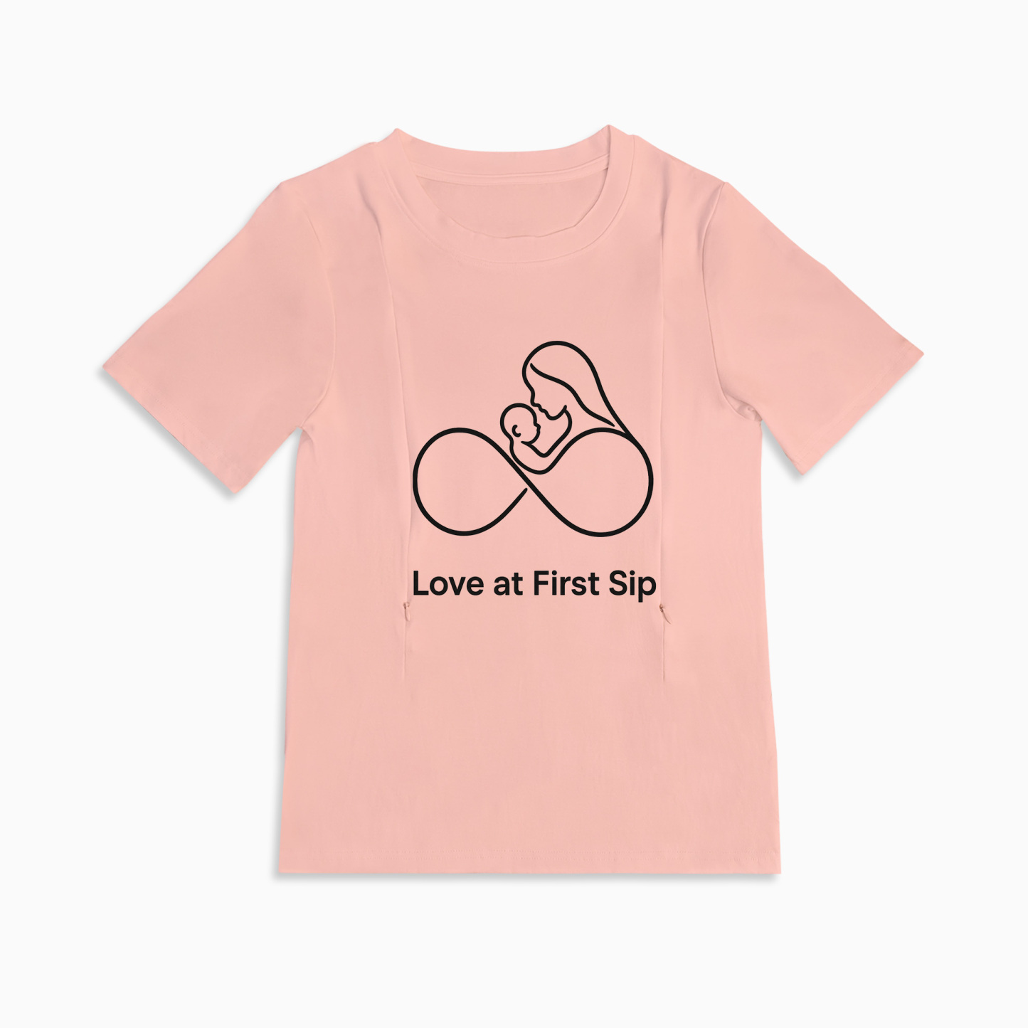 Zipper Nursing Tee | "Love at First Sip" Cute Slogan Shirt