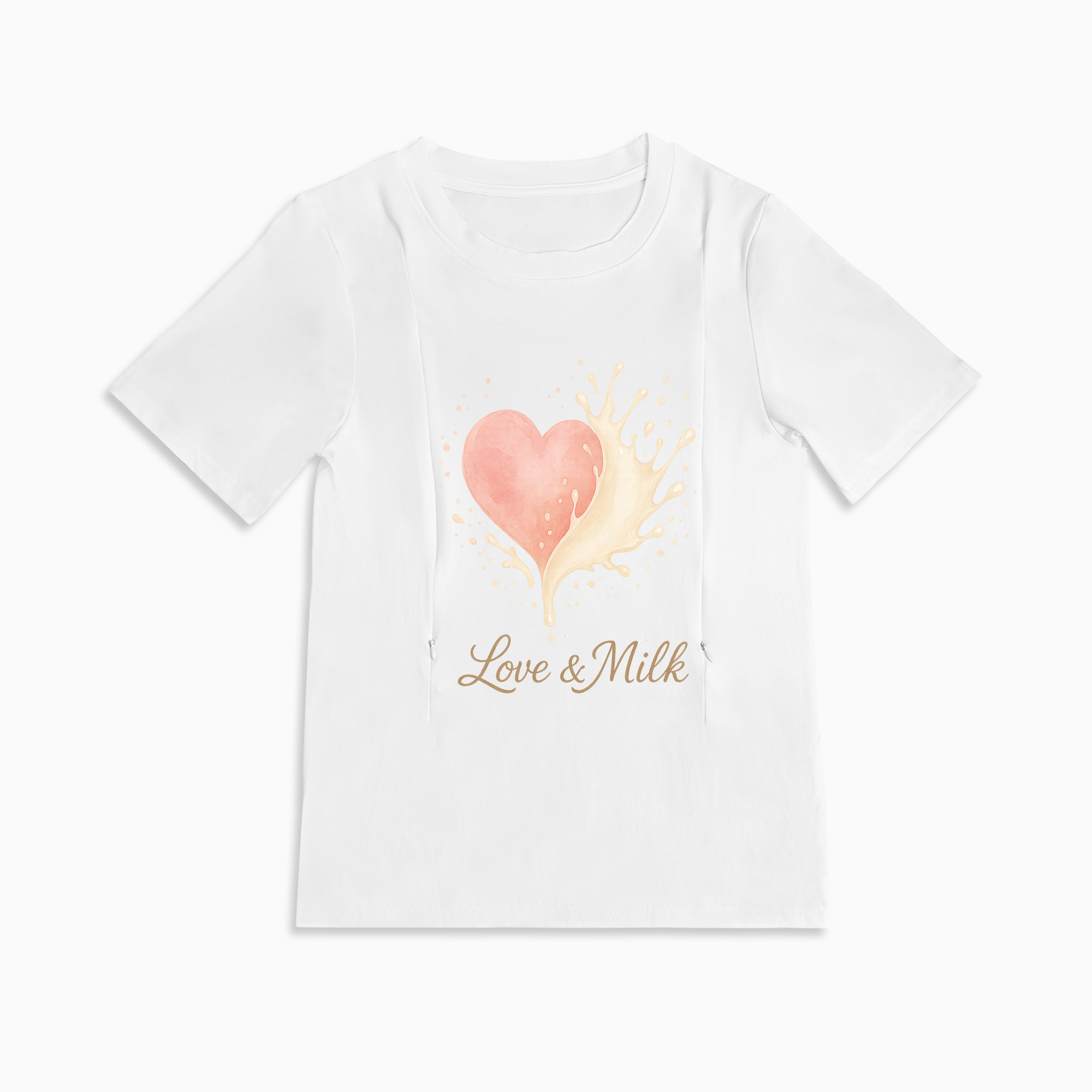 totkeeps Love & Milk Nursing Tee | Soft Cotton Side Zipper Top