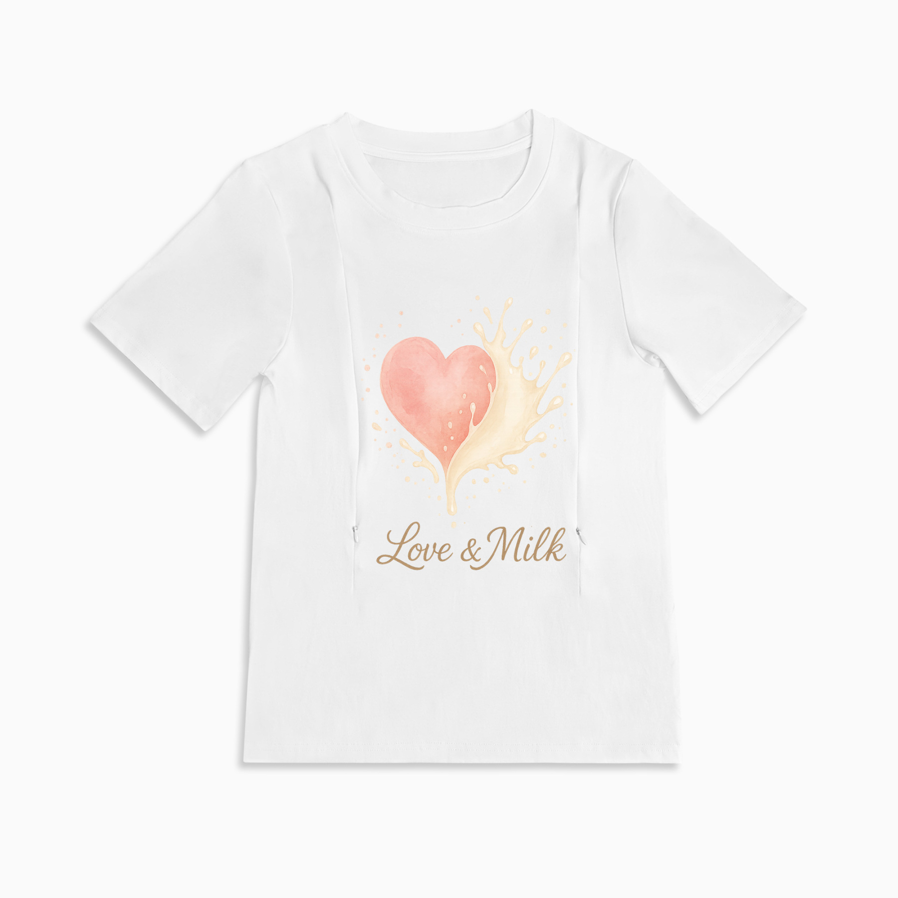 totkeeps Love & Milk Nursing Tee | Soft Cotton Side Zipper Top