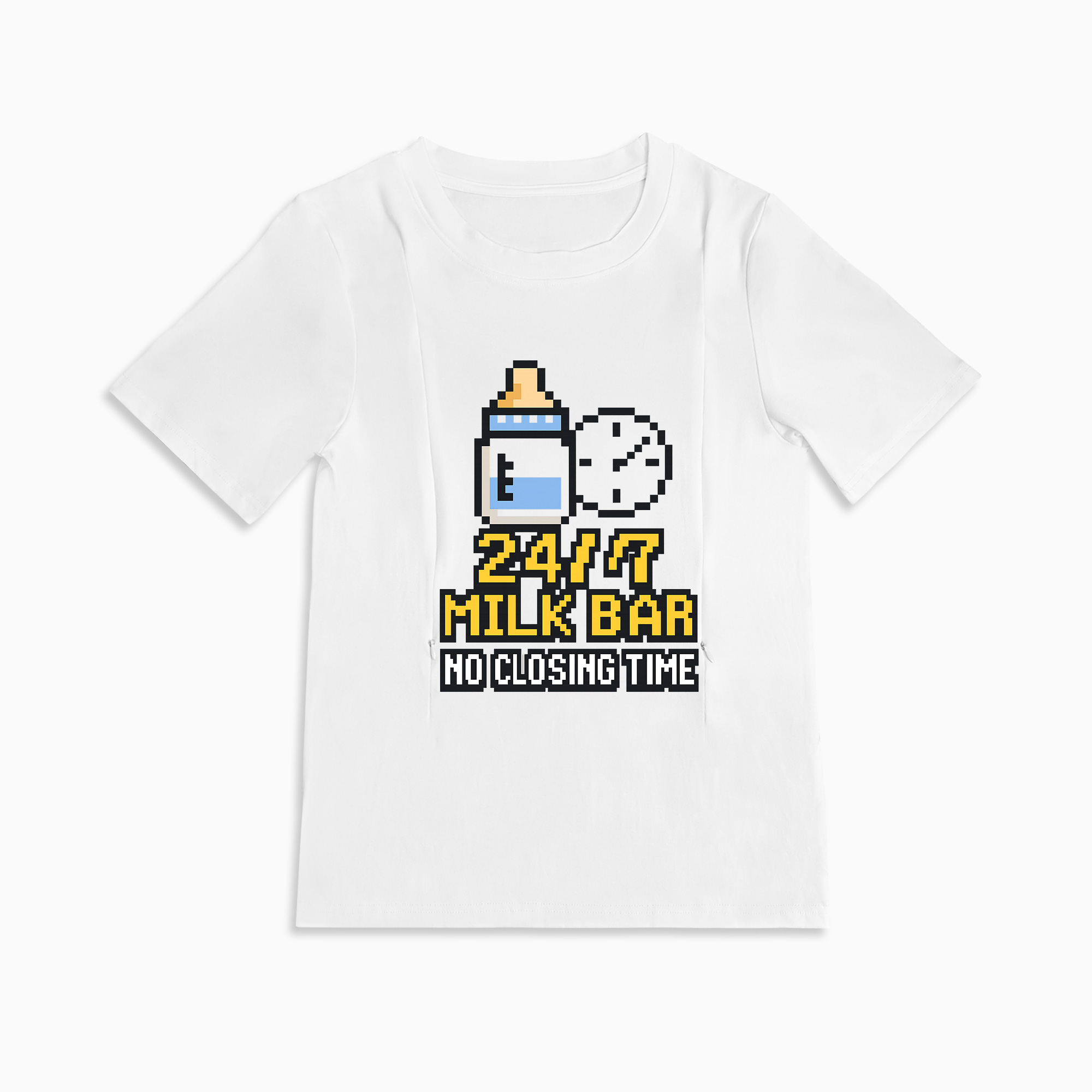 Funny Breastfeeding Tee with Side Zipper | 24/7 Milk Bar