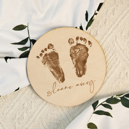 Personalized Baby Footprint Wood Block
