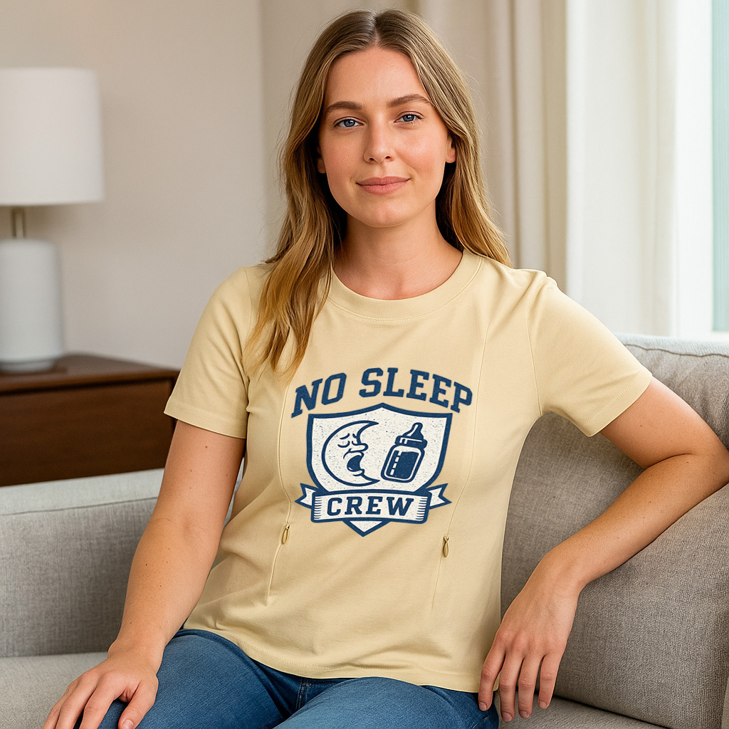 No Sleep Crew Nursing T-Shirt | Side Zipper Breastfeedi | brand