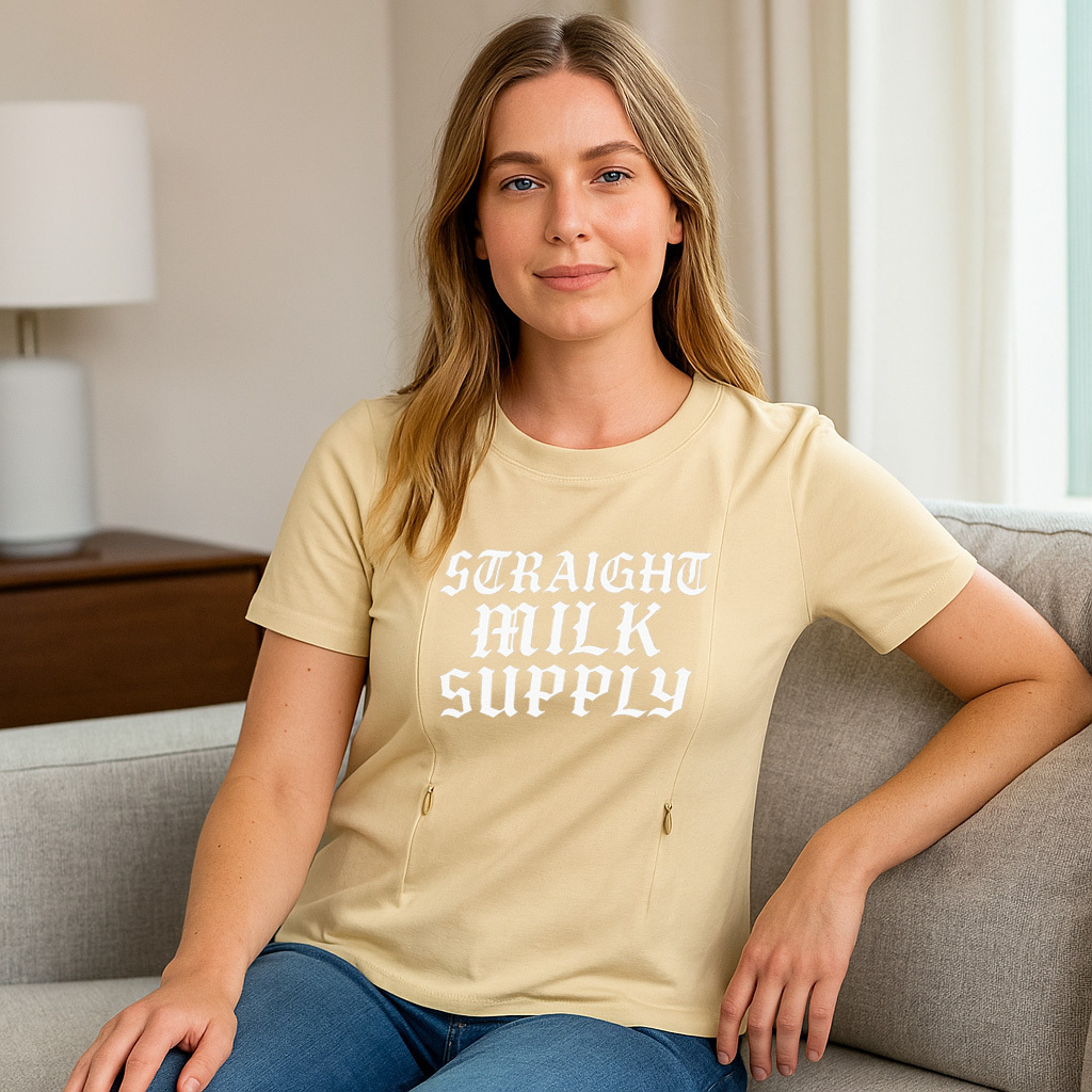 "Straight Outta Milk Supply" Nursing Tee | Side Zippers | brand
