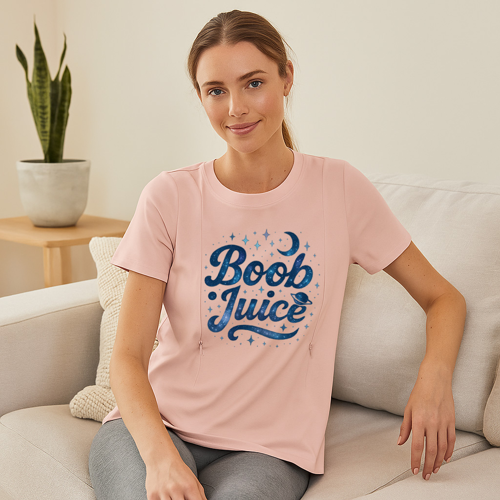 Boob Juice Nursing T-Shirt | Funny Top with Side Zipper | brand