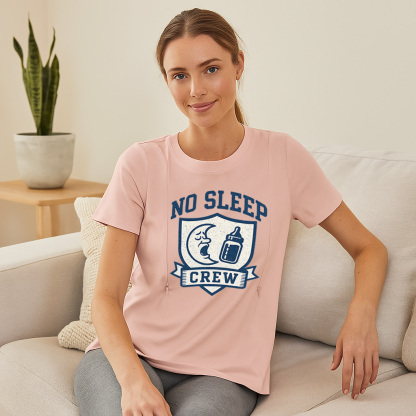 No Sleep Crew Nursing T-Shirt | Side Zipper Breastfeedi | brand
