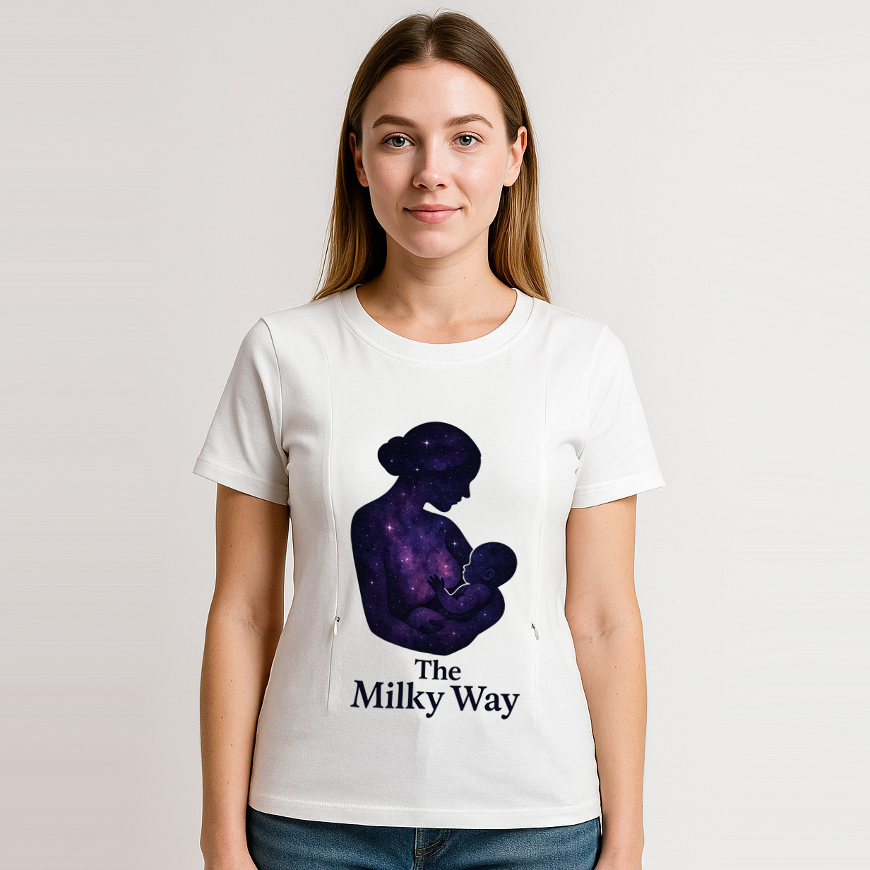 "The Milky Way" Nursing Tee | Side Zipper Breastfeeding Top
