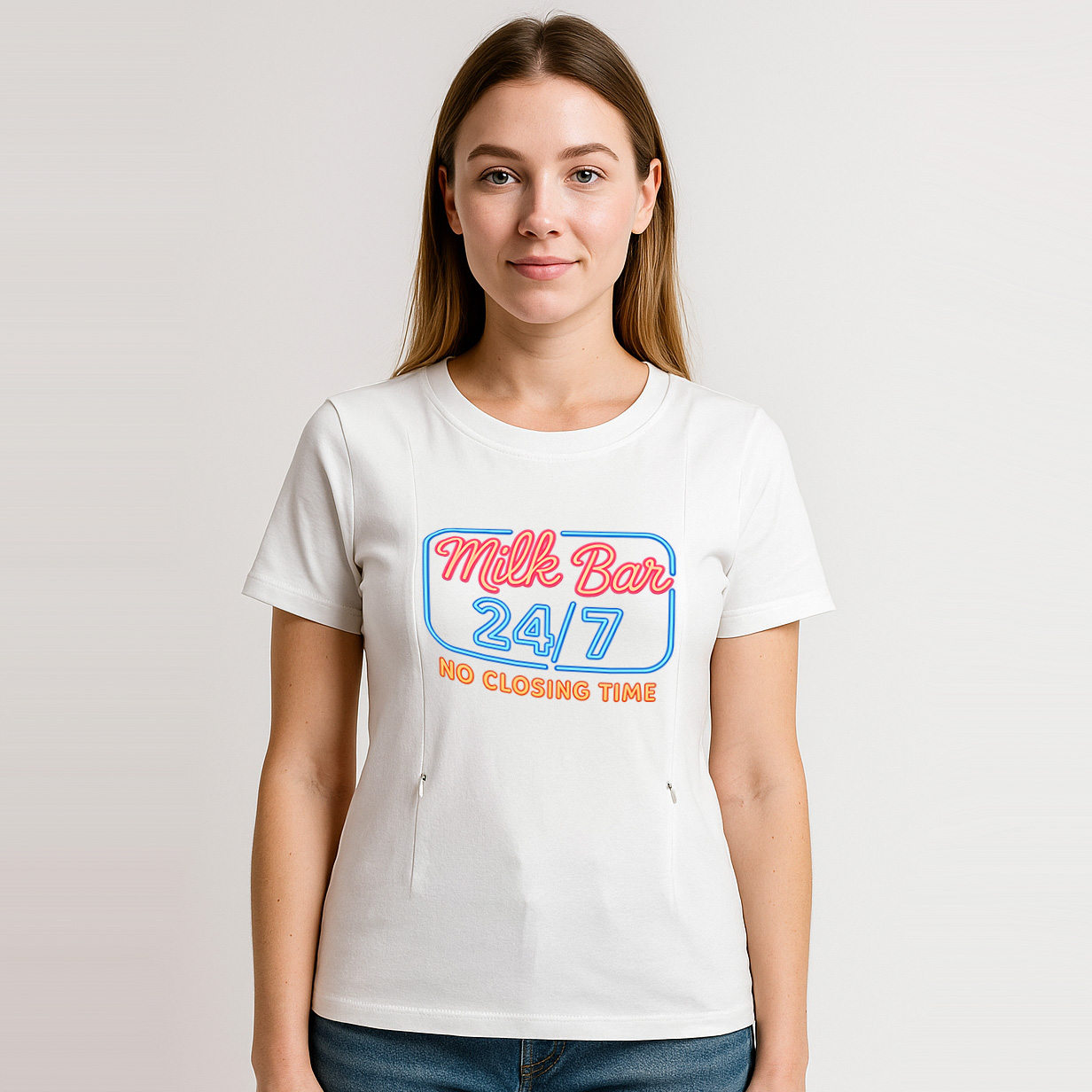 24/7 Milk Bar Nursing Tee | Side Zipper Breastfeeding S | brand