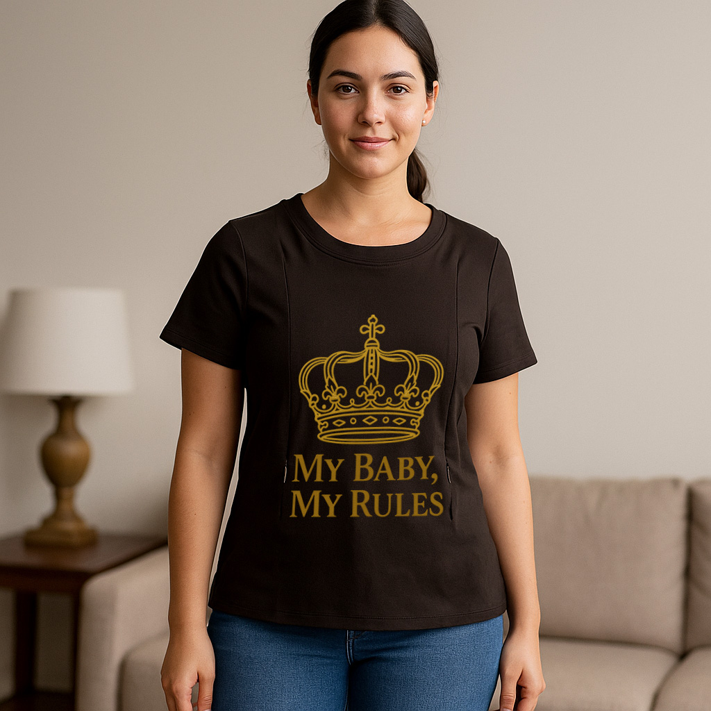 "My Baby My Rules" Nursing Tee | Side Zipper Breastfeed | brand