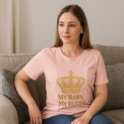 "My Baby My Rules" Nursing Tee | Side Zipper Breastfeed | brand