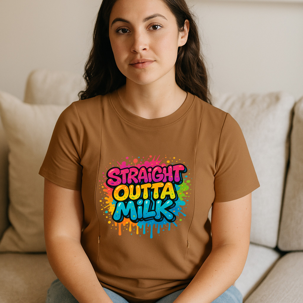 Straight Outta Milk Zipper Nursing T-Shirt | Funny Brea | brand