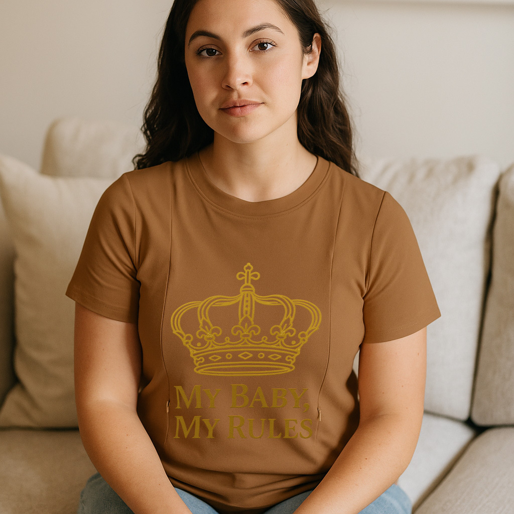 "My Baby My Rules" Nursing Tee | Side Zipper Breastfeed | brand
