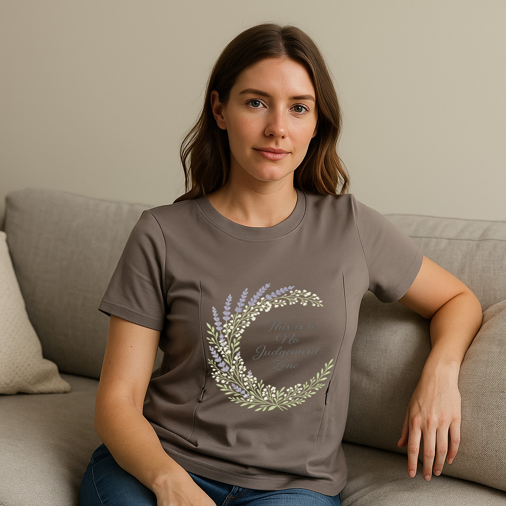 "No Judgement Zone" Nursing Tee | Side Zipper Breastfee | brand