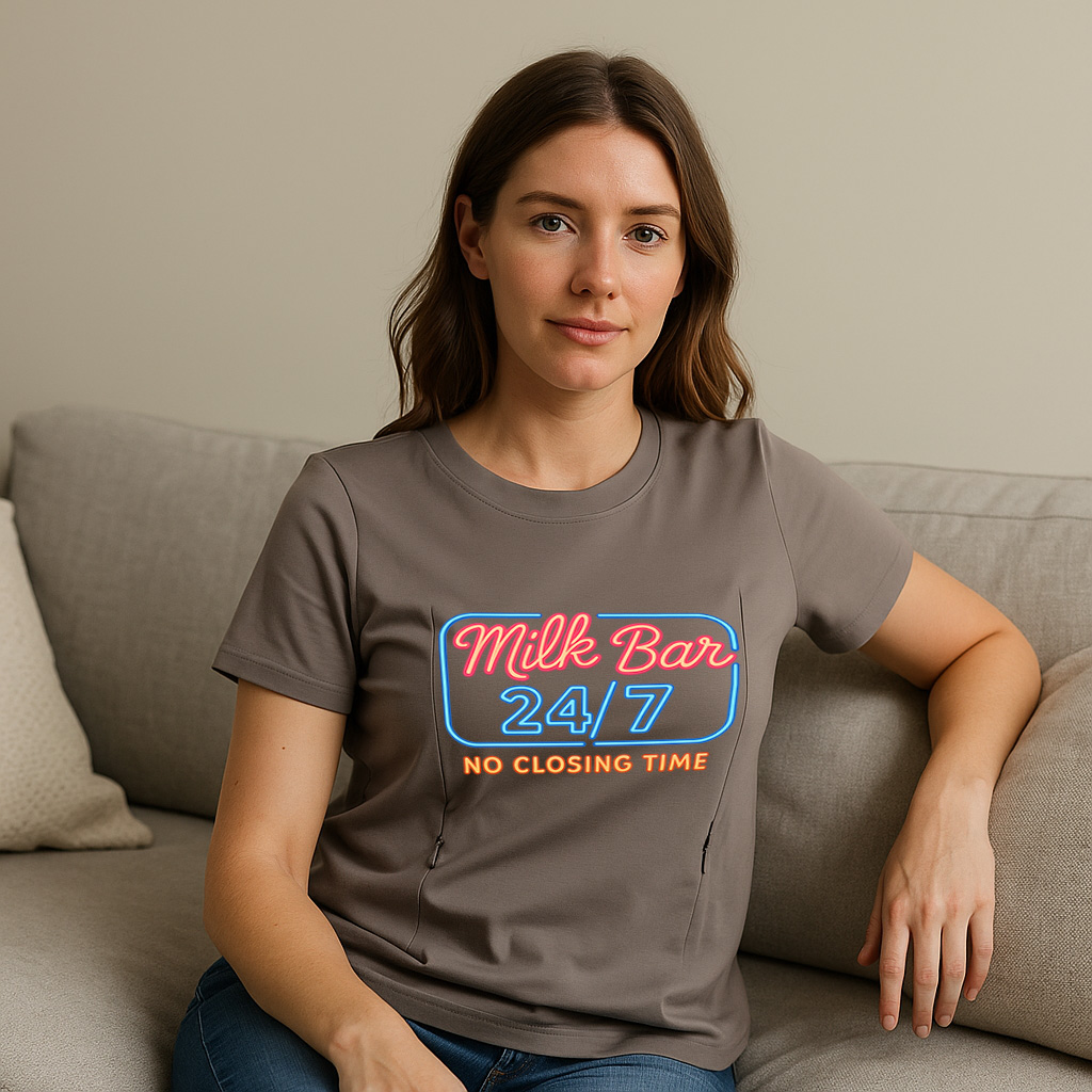 24/7 Milk Bar Nursing Tee | Side Zipper Breastfeeding S | brand