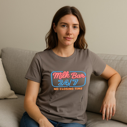 24/7 Milk Bar Nursing Tee | Side Zipper Breastfeeding S | brand