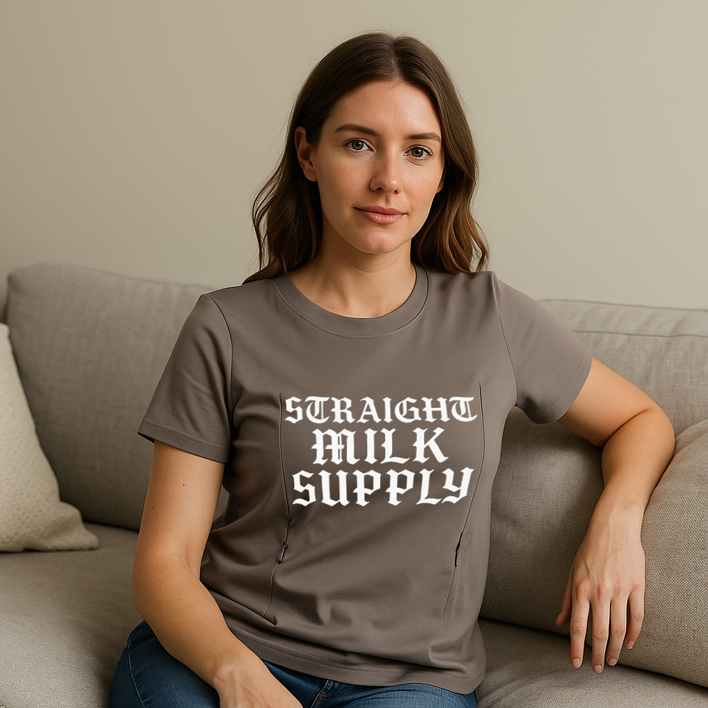 "Straight Outta Milk Supply" Nursing Tee | Side Zippers | brand