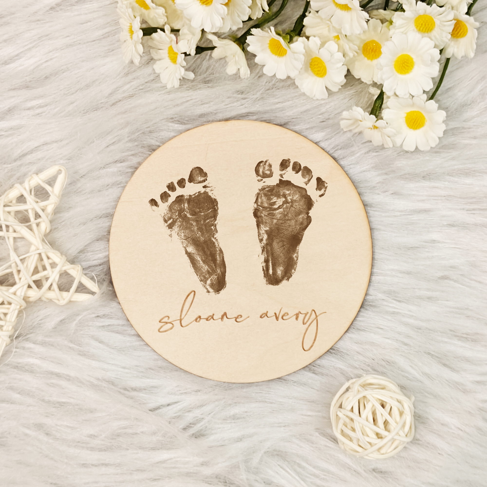 Personalized Baby Footprint Wood Block