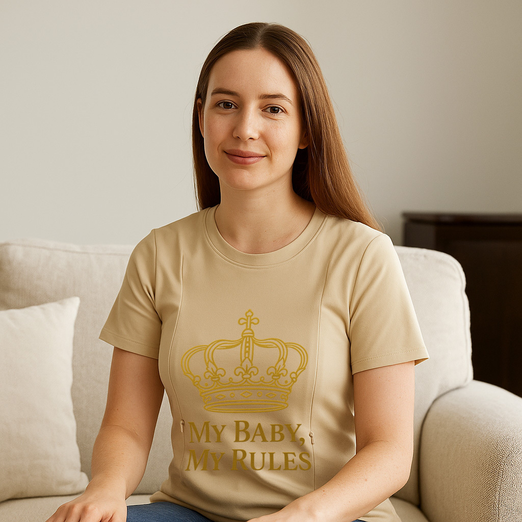 "My Baby My Rules" Nursing Tee | Side Zipper Breastfeed | brand